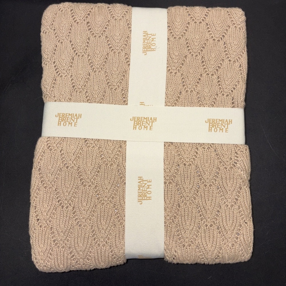 Sand Jeremiah Brent Home 100% Cotton Knitted Pointelle Scallop 50in x 60in 20744